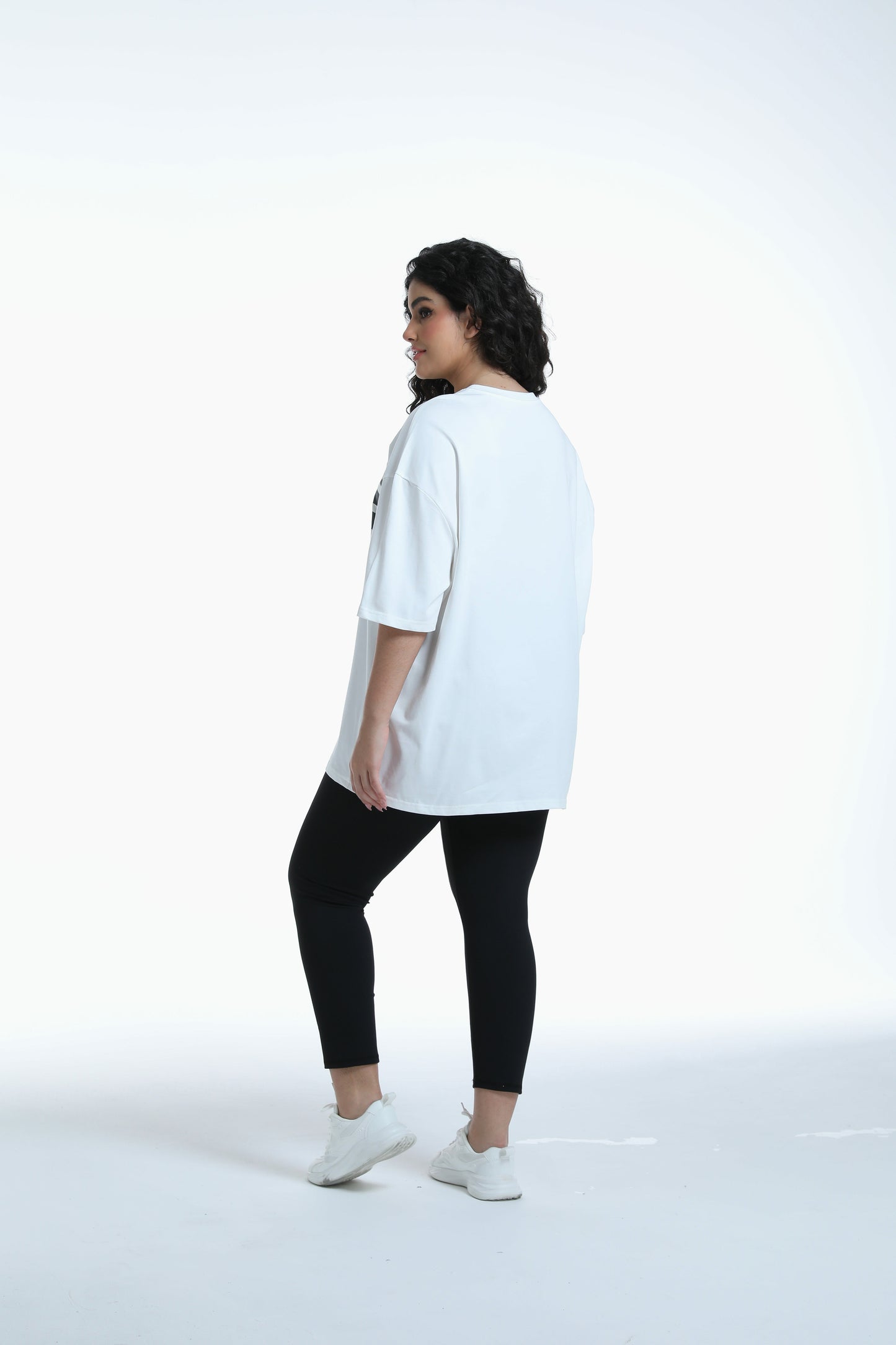 Stripe Front Print Graphic Tee in white