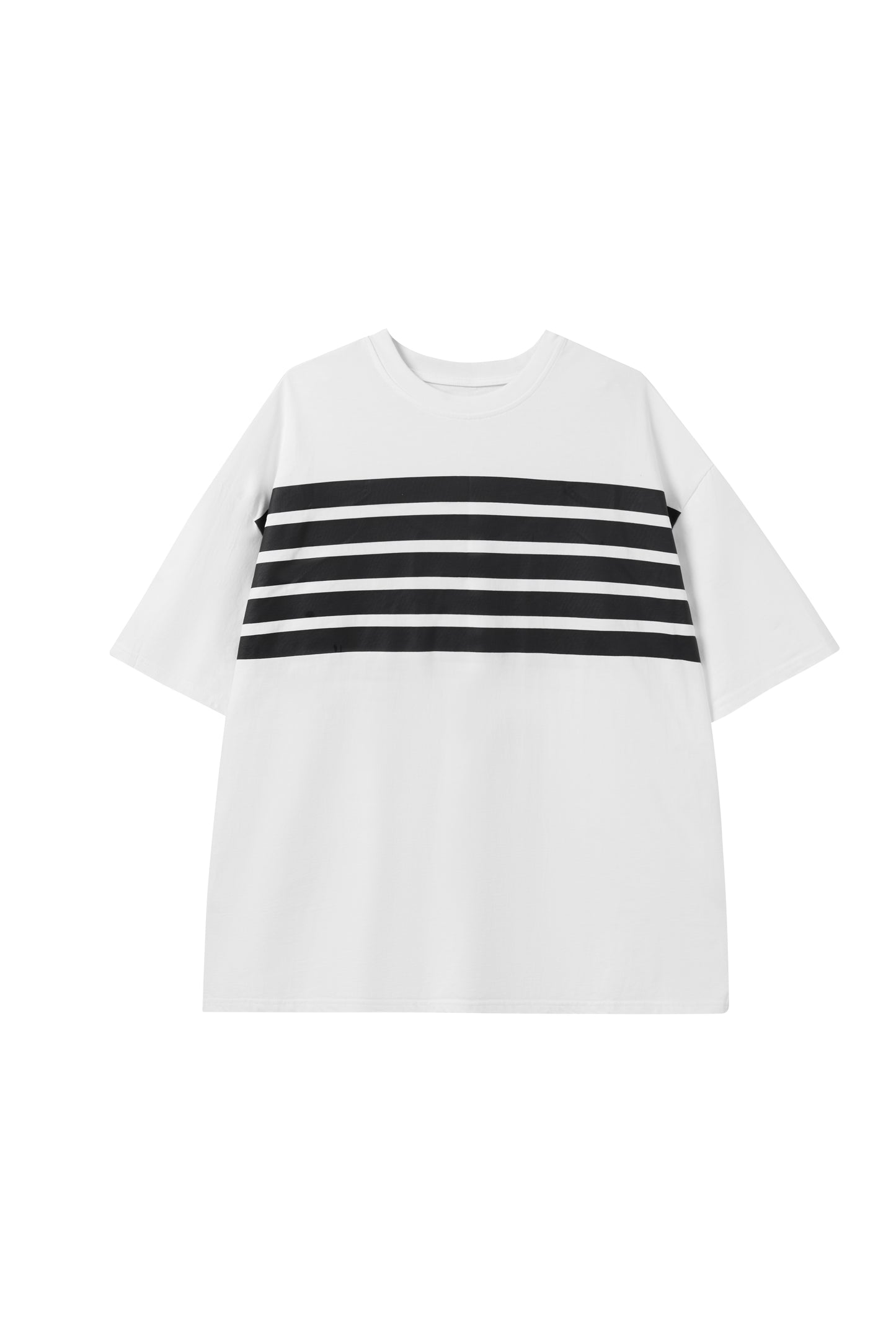 Stripe Front Print Graphic Tee in white