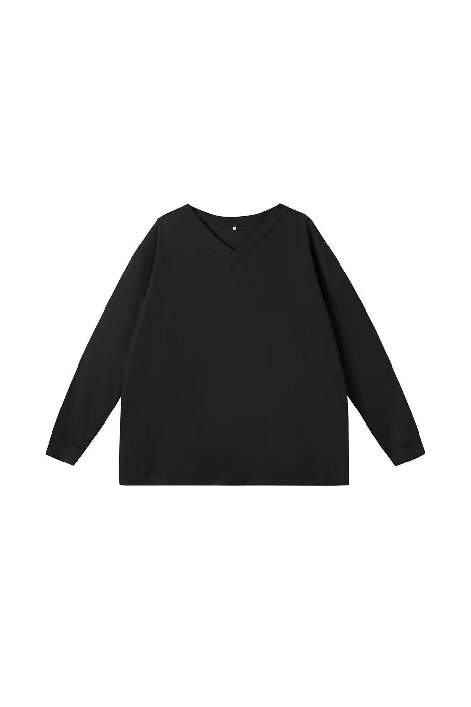 V-neck long sleeve top in grey