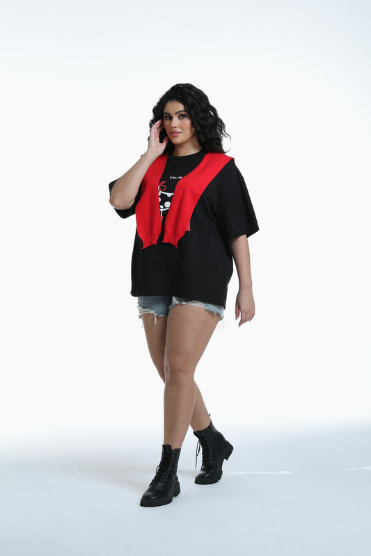 Shawl-collar Layered tee