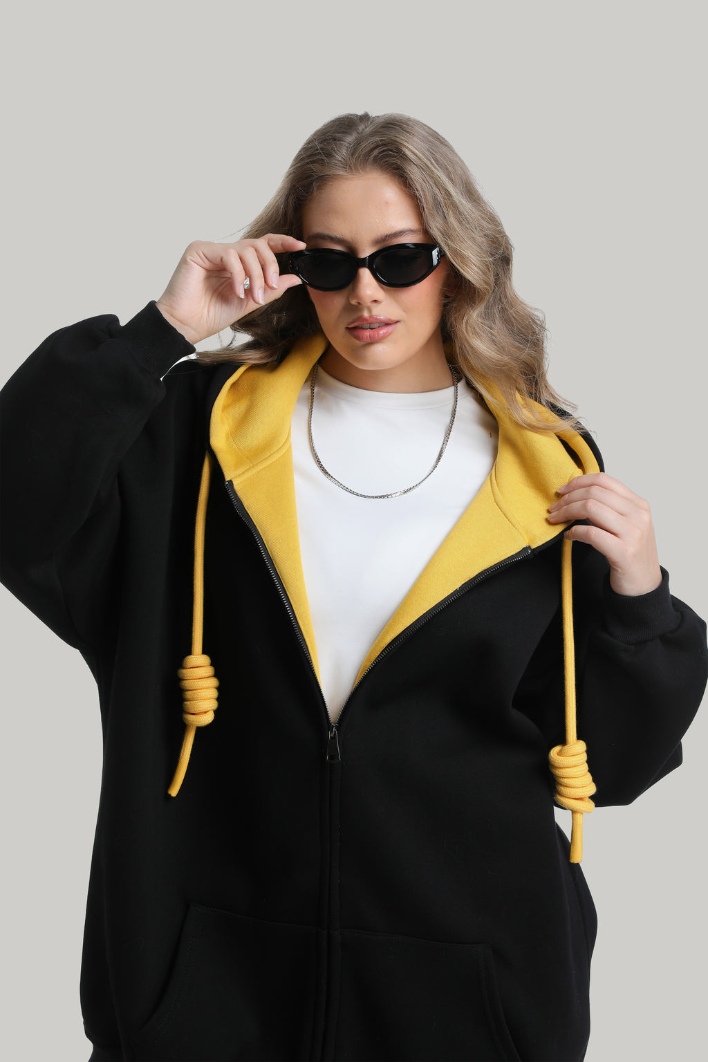 Black Heavyweight Boxy Relaxed Zip-up Hoodie