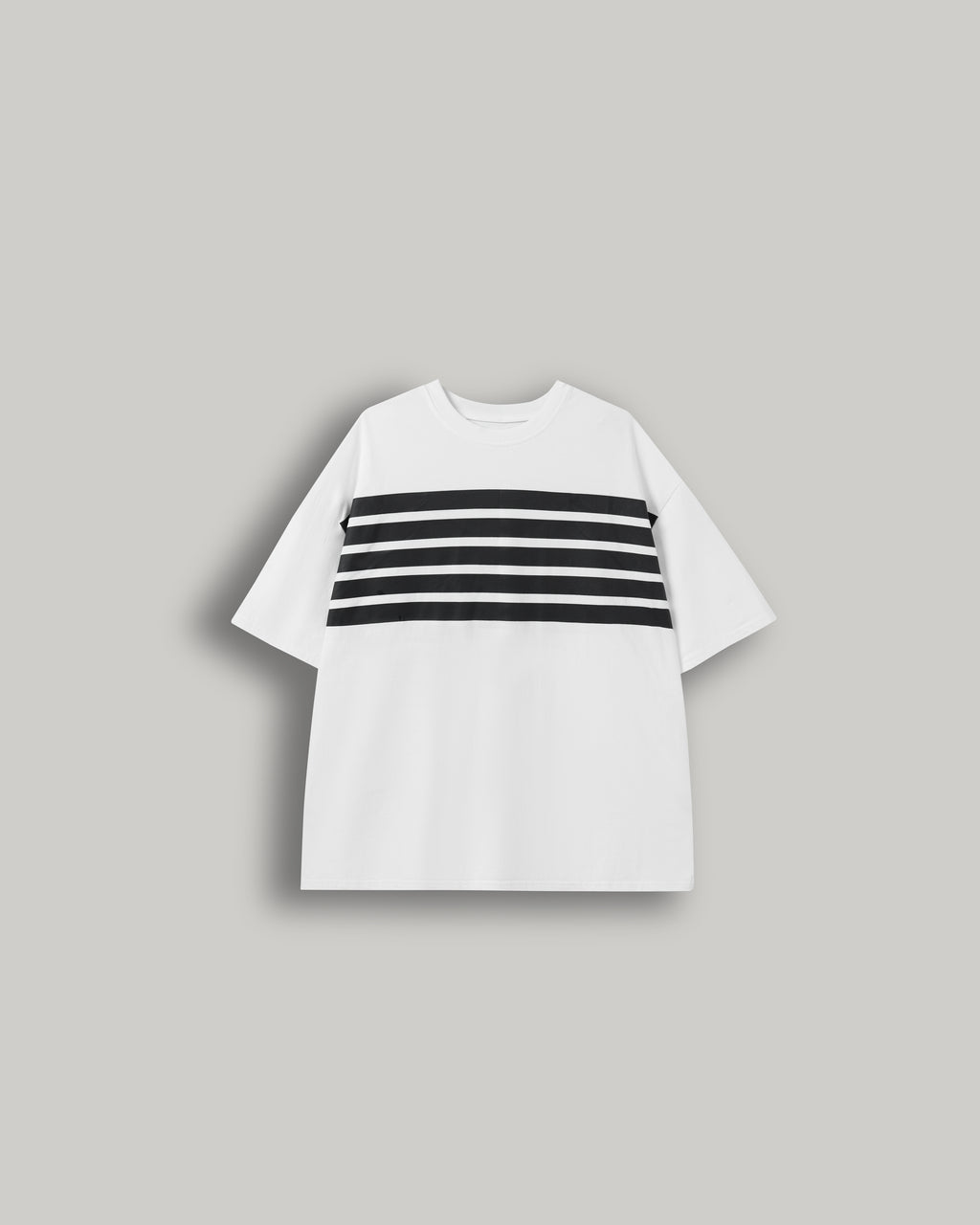 Stripe Front Print Graphic Tee in white