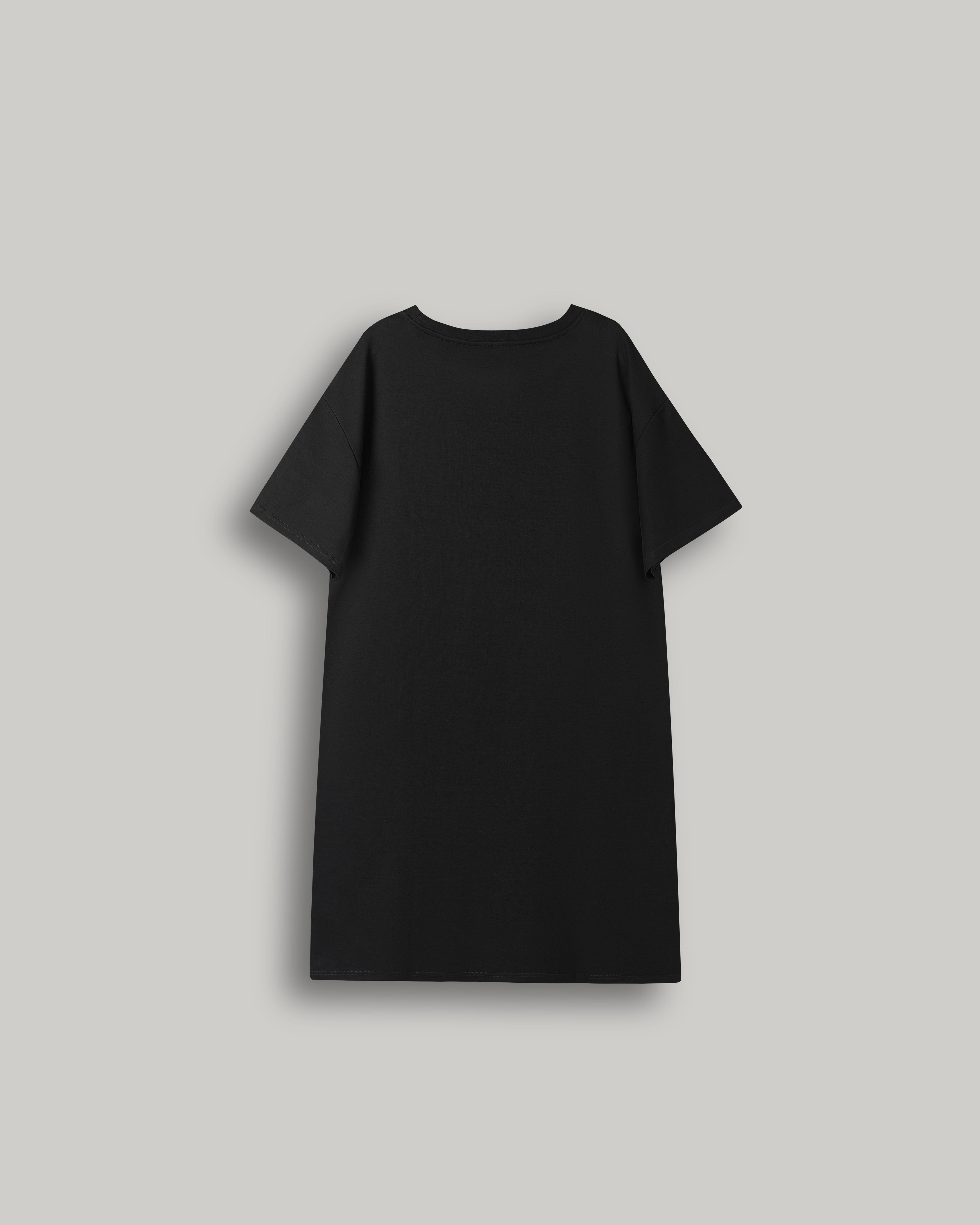 Midi T-shirt Dress in black with YRYB logo