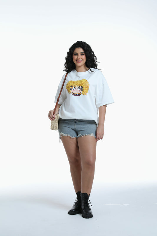 Face Graphic Tee in white