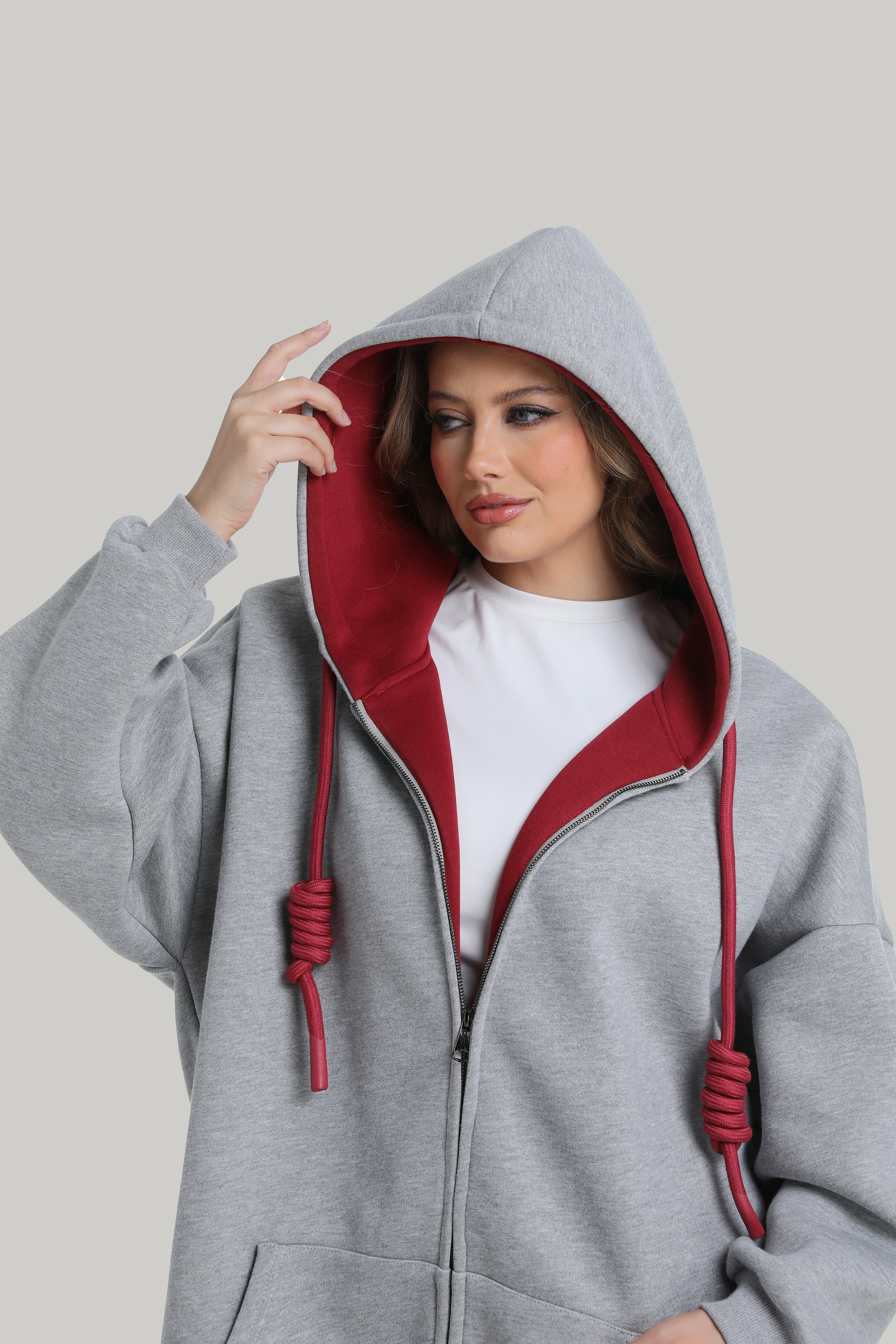 Grey Heavyweight Boxy Relaxed Zip-up Hoodie
