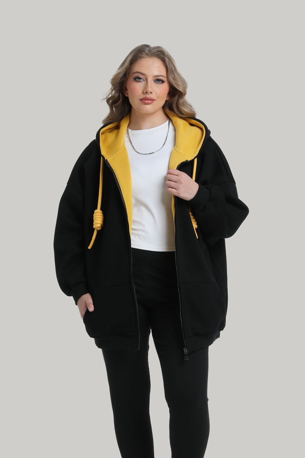 Black Heavyweight Boxy Relaxed Zip-up Hoodie