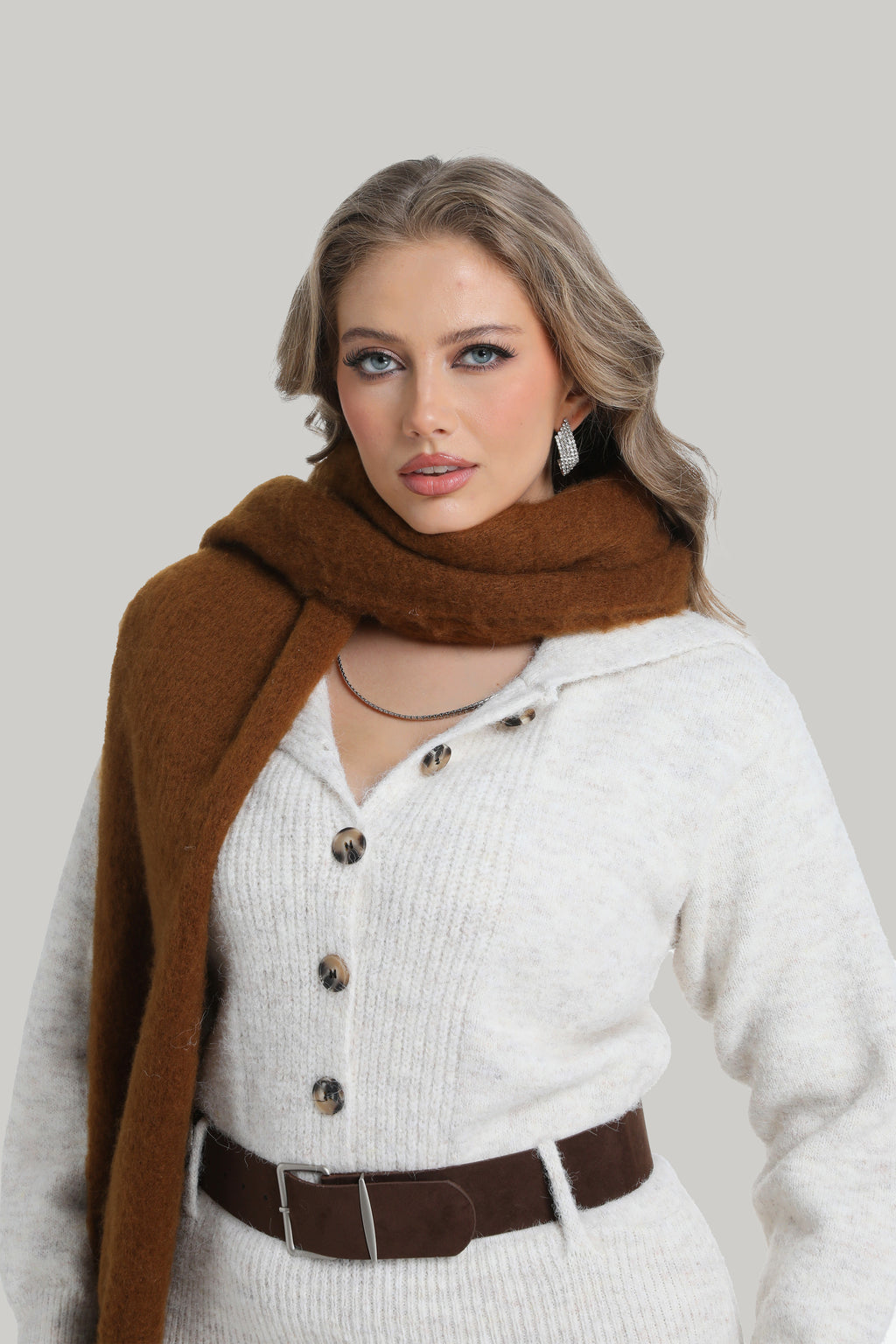 Woven Fluffy Tassel Scarf