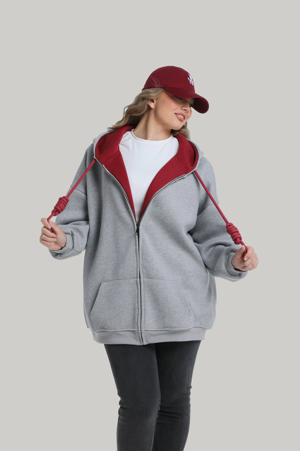 Grey Heavyweight Boxy Relaxed Zip-up Hoodie