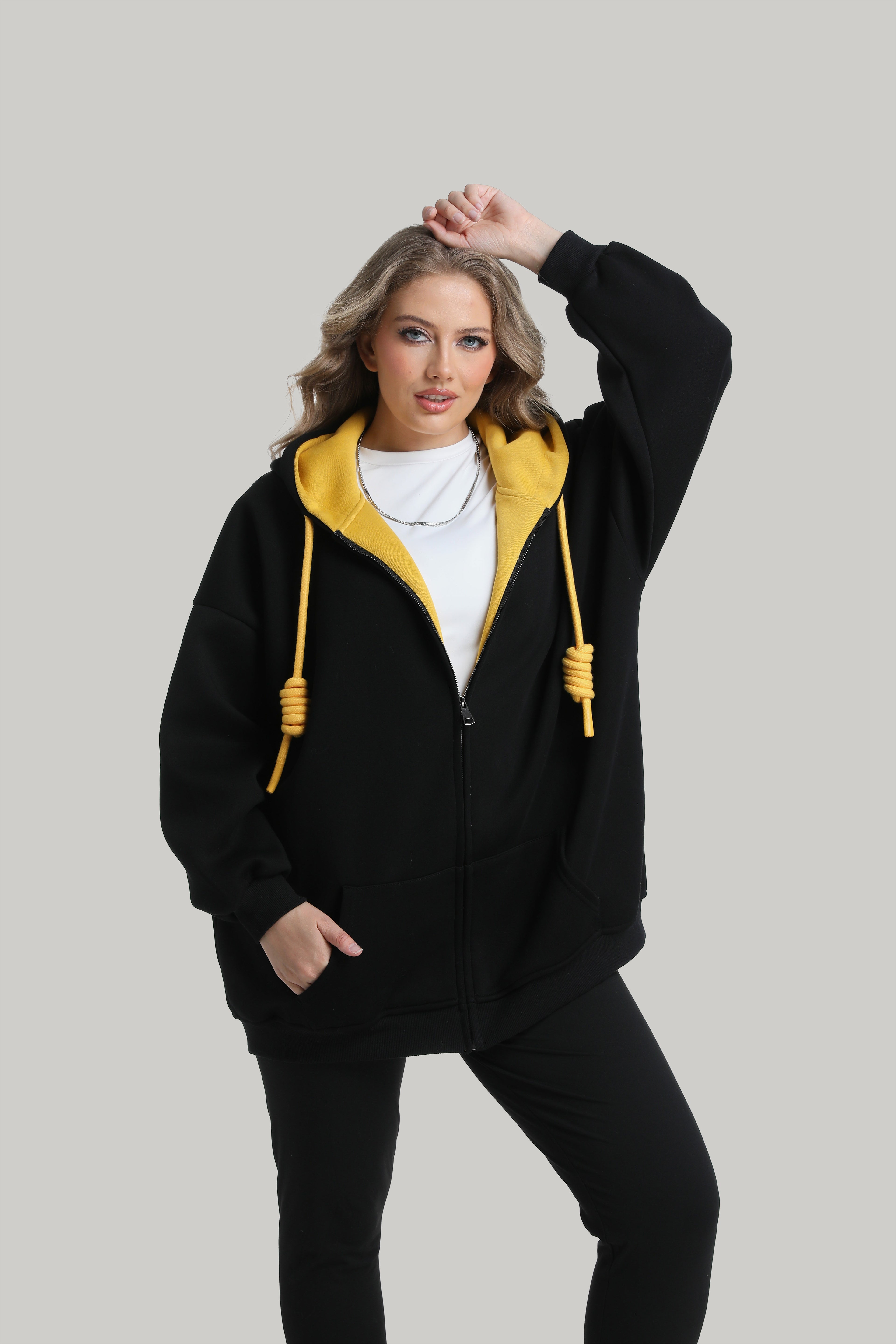 Black Heavyweight Boxy Relaxed Zip-up Hoodie