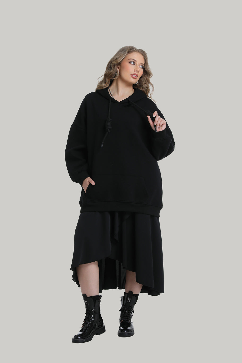 Oversized Heavy weight Hoodie in black