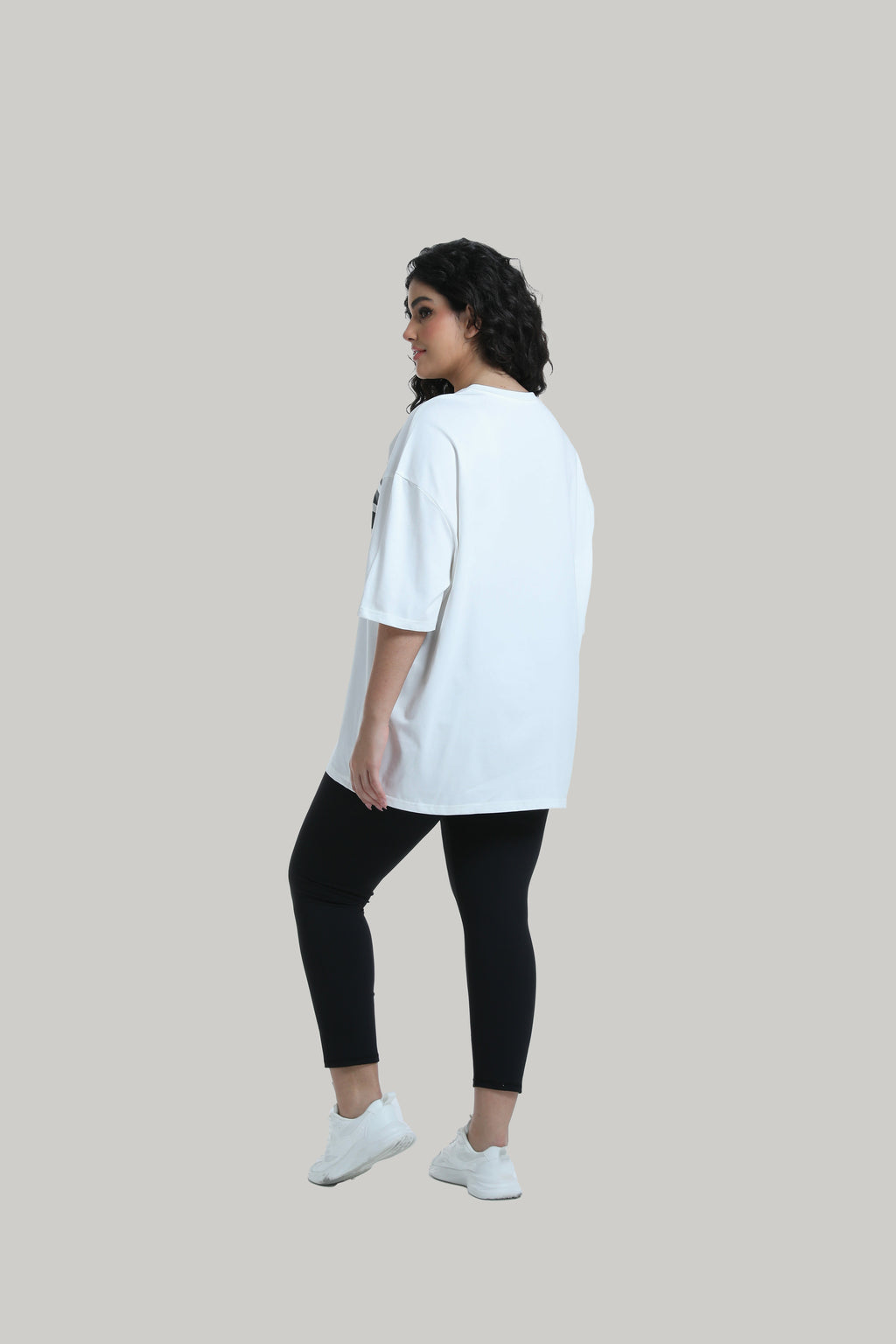 Stripe Front Print Graphic Tee in white