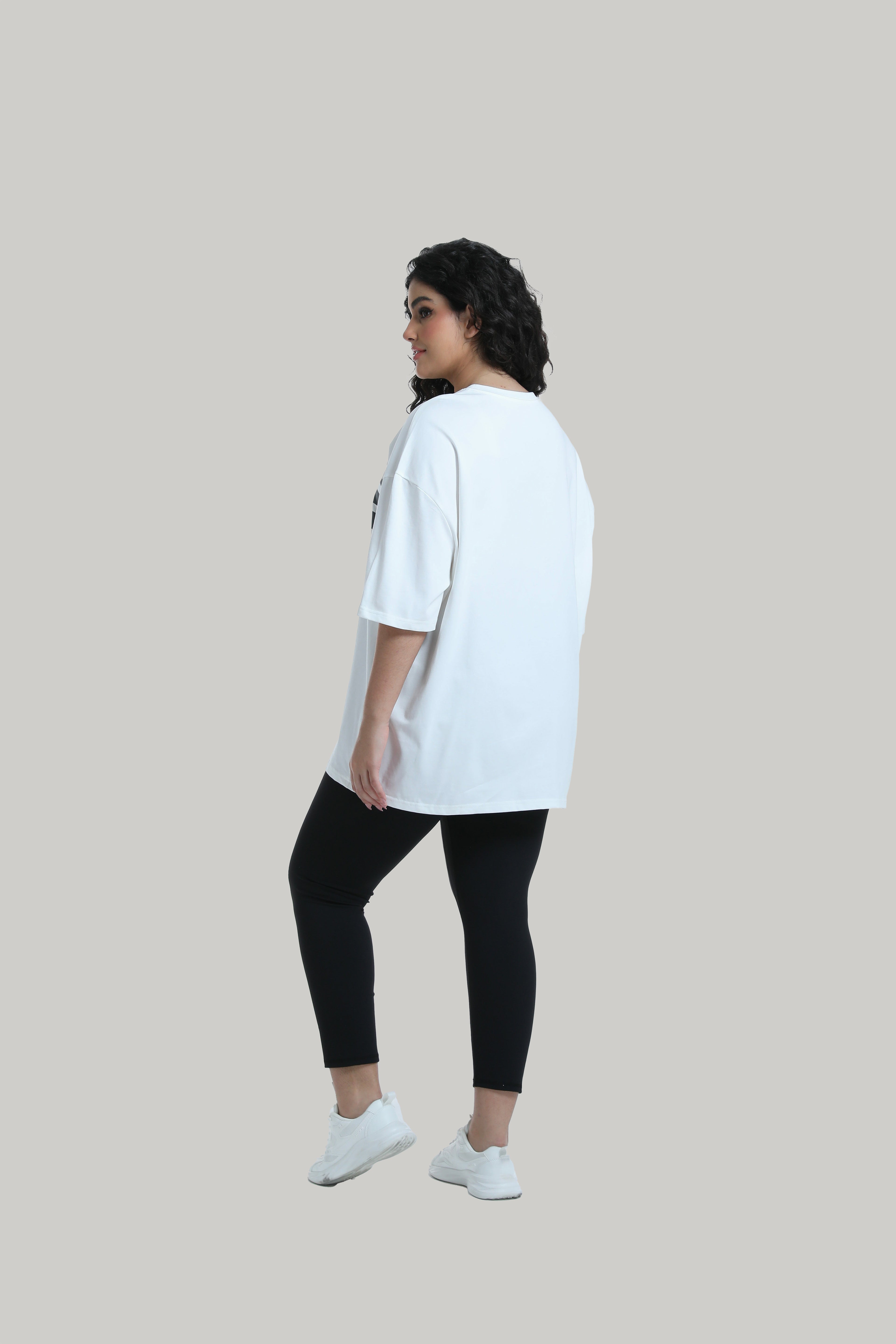 Stripe Front Print Graphic Tee in white