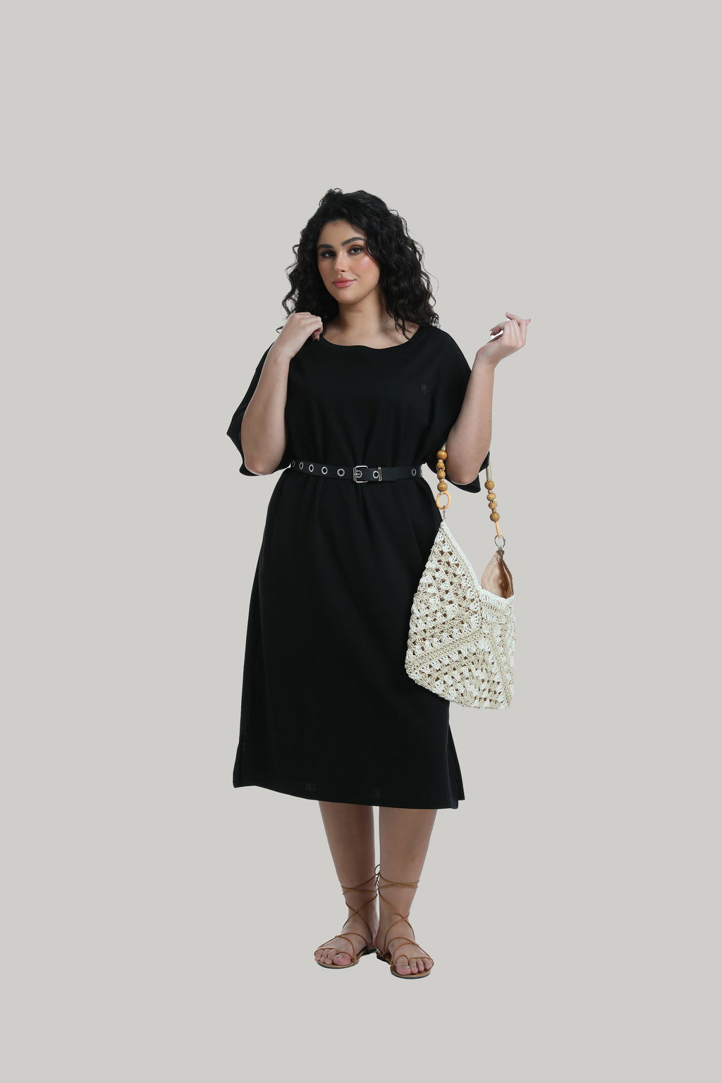 Midi T-shirt Dress in black with YRYB logo
