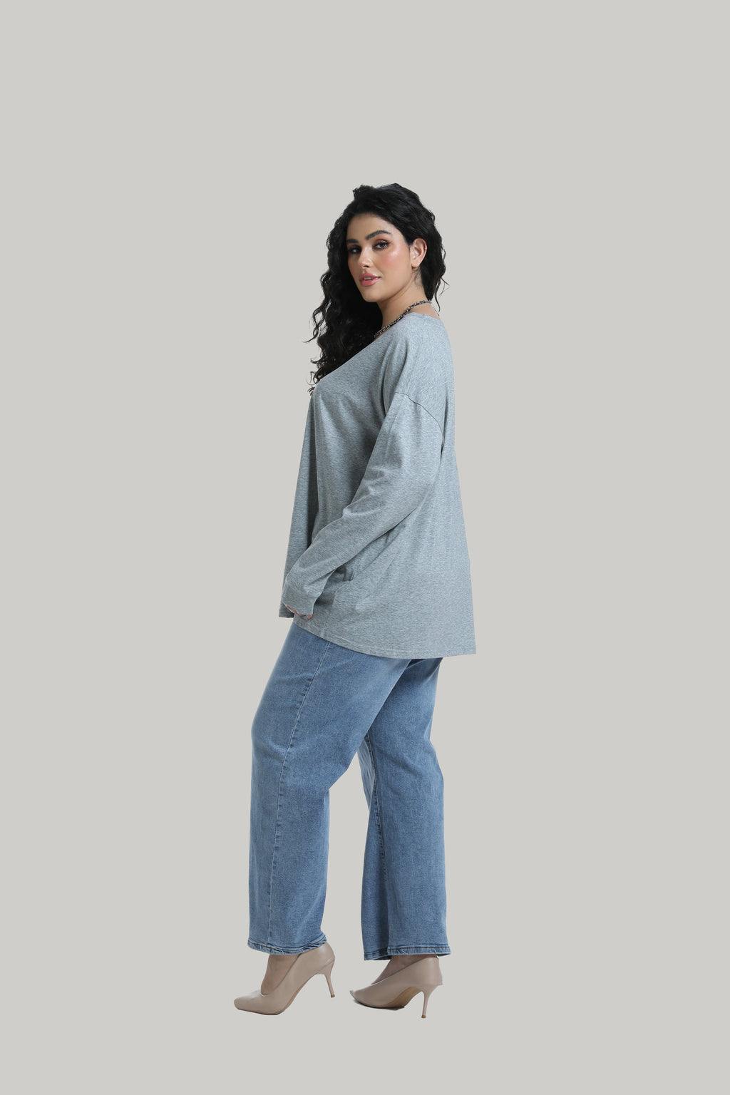 Long-sleeve Top with V-neck