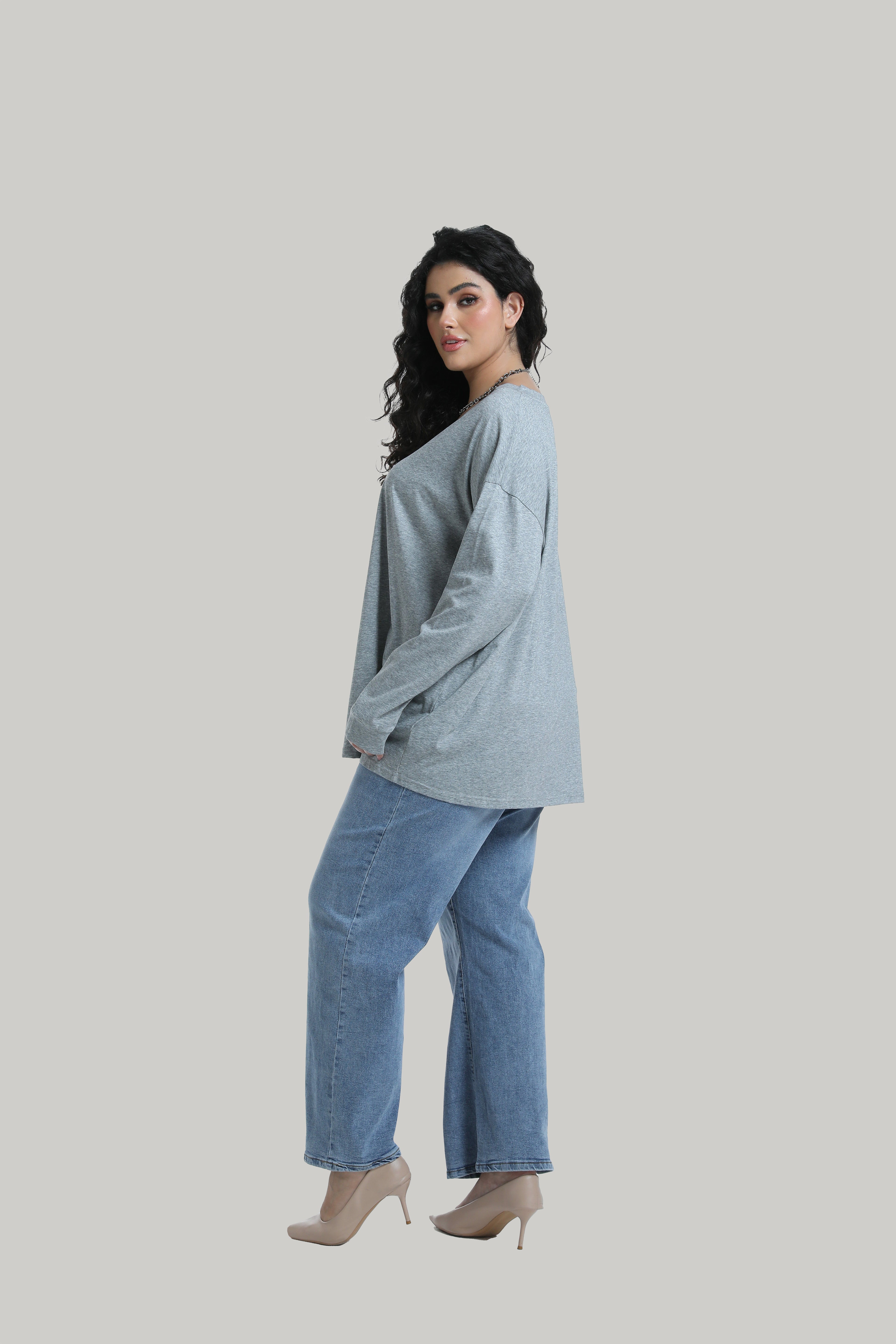 Long-sleeve Top with V-neck