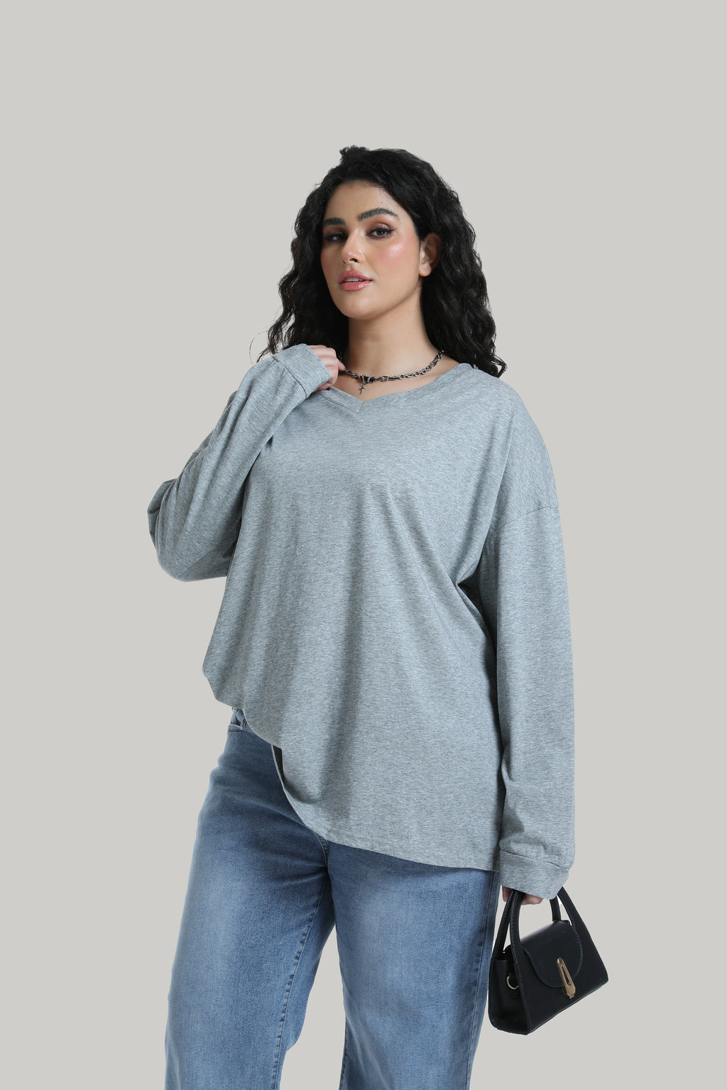 Long-sleeve Top with V-neck