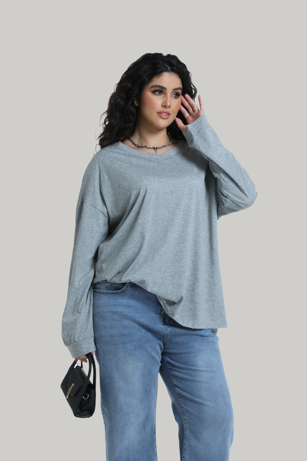 Long-sleeve Top with V-neck