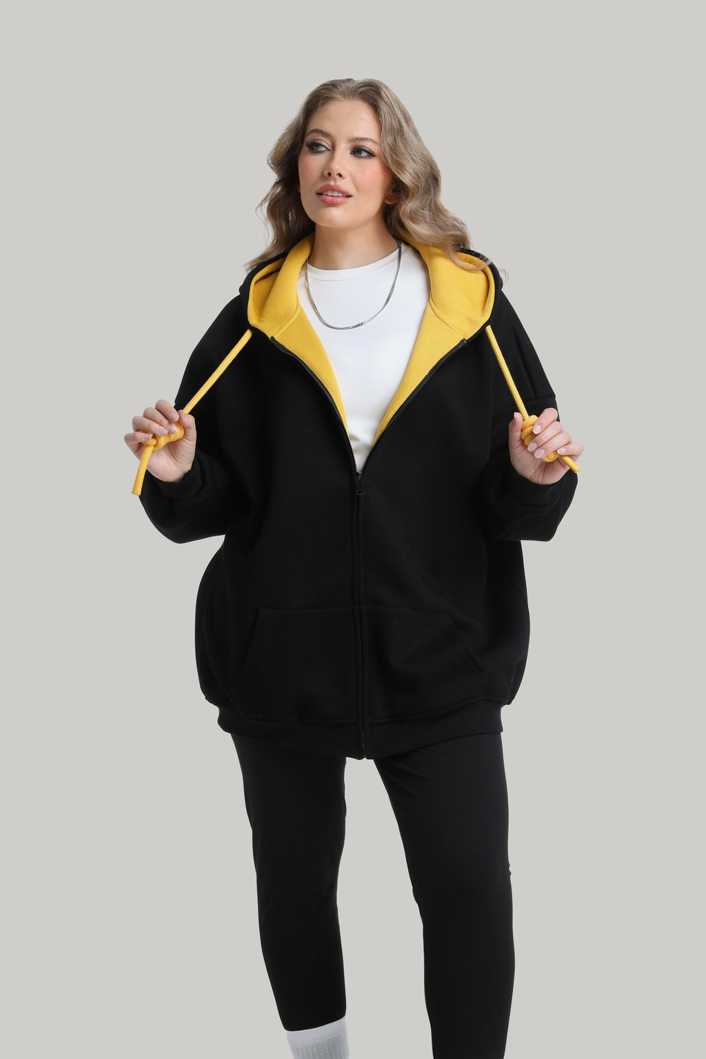 Black Heavyweight Boxy Relaxed Zip-up Hoodie